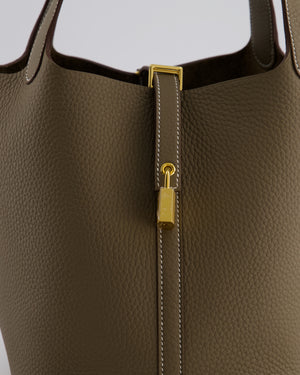 *HOT & RARE* Hermès Picotin 22 Lock Bag in Etoupe Clemence Leather with Gold Hardware
