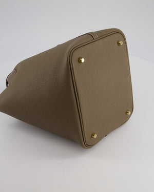*HOT & RARE* Hermès Picotin 22 Lock Bag in Etoupe Clemence Leather with Gold Hardware