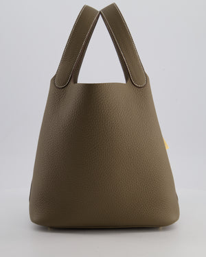 *HOT & RARE* Hermès Picotin 22 Lock Bag in Etoupe Clemence Leather with Gold Hardware