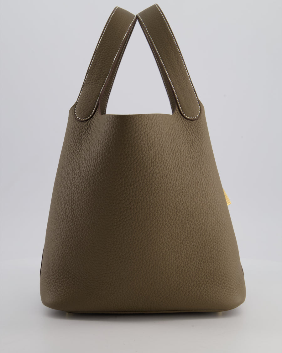 *HOT & RARE* Hermès Picotin 22 Lock Bag in Etoupe Clemence Leather with Gold Hardware