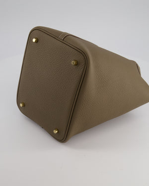 *HOT & RARE* Hermès Picotin 22 Lock Bag in Etoupe Clemence Leather with Gold Hardware