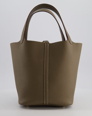 *HOT & RARE* Hermès Picotin 22 Lock Bag in Etoupe Clemence Leather with Gold Hardware