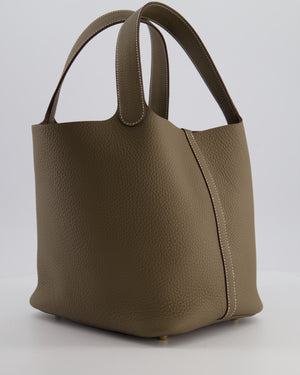*HOT & RARE* Hermès Picotin 22 Lock Bag in Etoupe Clemence Leather with Gold Hardware