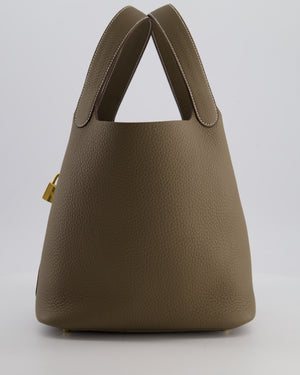 *HOT & RARE* Hermès Picotin 22 Lock Bag in Etoupe Clemence Leather with Gold Hardware