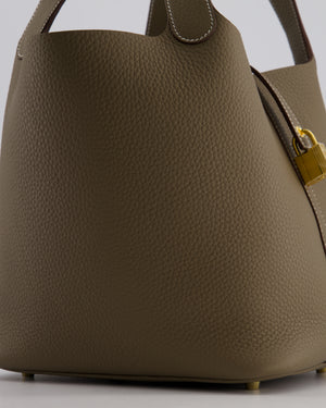 *HOT & RARE* Hermès Picotin 22 Lock Bag in Etoupe Clemence Leather with Gold Hardware