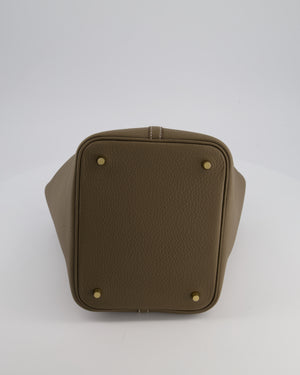 *HOT & RARE* Hermès Picotin 22 Lock Bag in Etoupe Clemence Leather with Gold Hardware