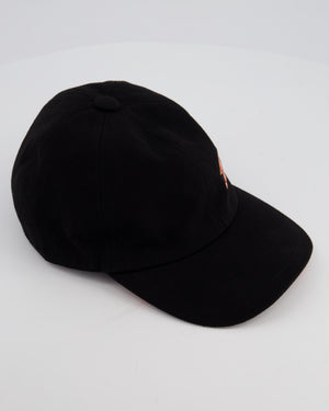 Chanel Black Canvas Baseball Cap with Coral CC Logo