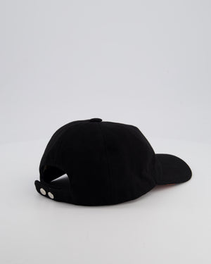 Chanel Black Canvas Baseball Cap with Coral CC Logo