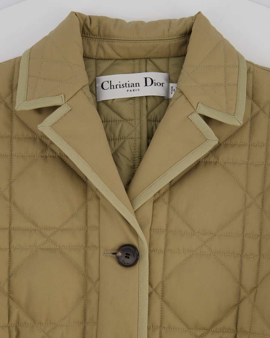 Christian Dior Camel Quilted Short Sleeve Bar Jacket with Bee Logo Detail Size FR 40 (UK 12)