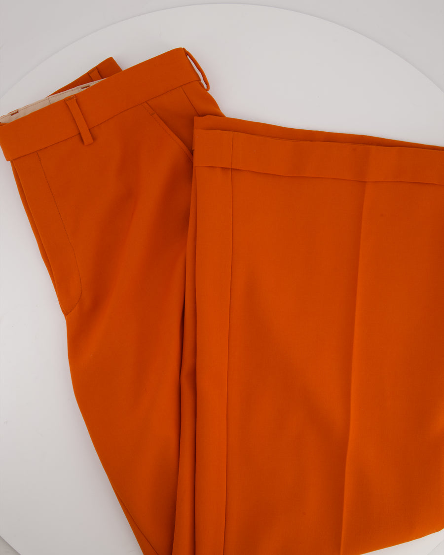 Gucci Burnt Orange Wool Wide Leg Trousers Size IT 40 (UK 8)
