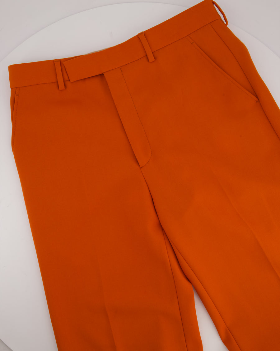 Gucci Burnt Orange Wool Wide Leg Trousers Size IT 40 (UK 8)