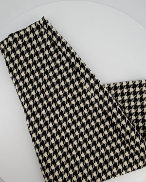 Gucci Black and White Houndstooth Wool Culotte Trousers Size IT 42 (UK 10)