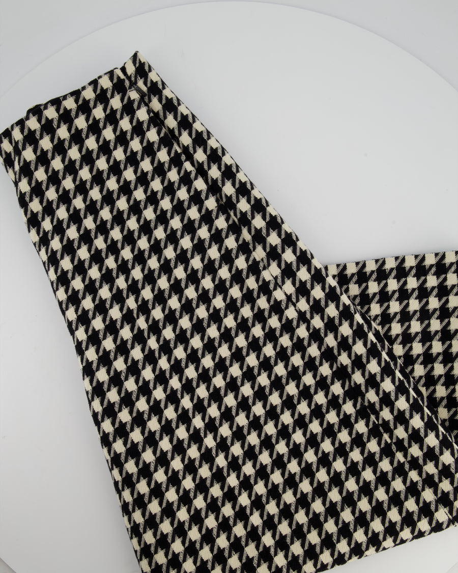 Gucci Black and White Houndstooth Wool Culotte Trousers Size IT 42 (UK 10)