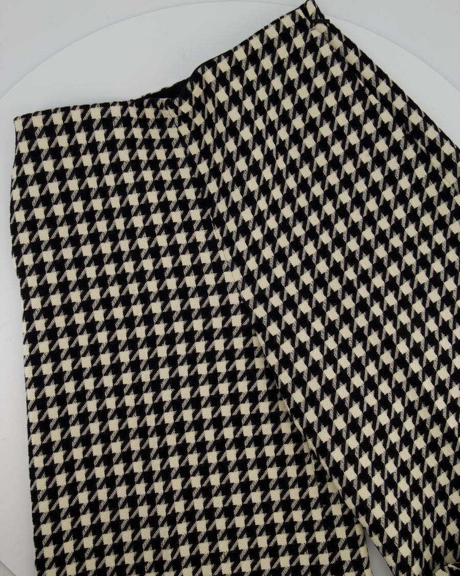 Gucci Black and White Houndstooth Wool Culotte Trousers Size IT 42 (UK 10)