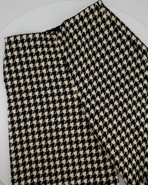 Gucci Black and White Houndstooth Wool Culotte Trousers Size IT 42 (UK 10)