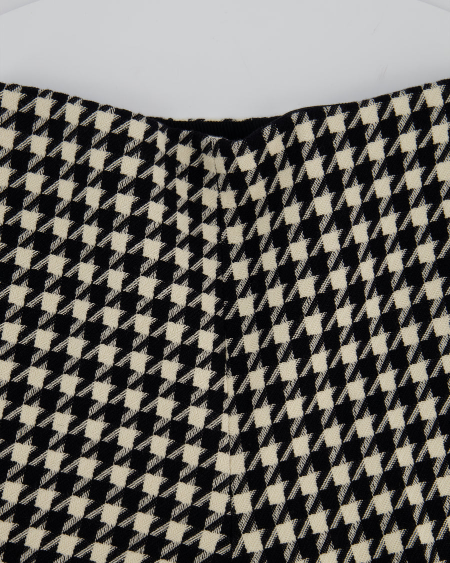 Gucci Black and White Houndstooth Wool Culotte Trousers Size IT 42 (UK 10)