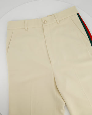 Gucci Beige Web Stripe Wide Leg Culotte Trousers Size IT 42 (UK 10)