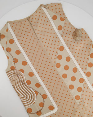 Hermès Beige, Cream Silk 'Clic Clac à Pois' Print Pyjama Top & Trouser Set Size FR 38 (UK 10)