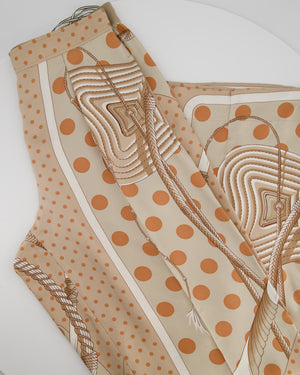 Hermès Beige, Cream Silk 'Clic Clac à Pois' Print Pyjama Top & Trouser Set Size FR 38 (UK 10)