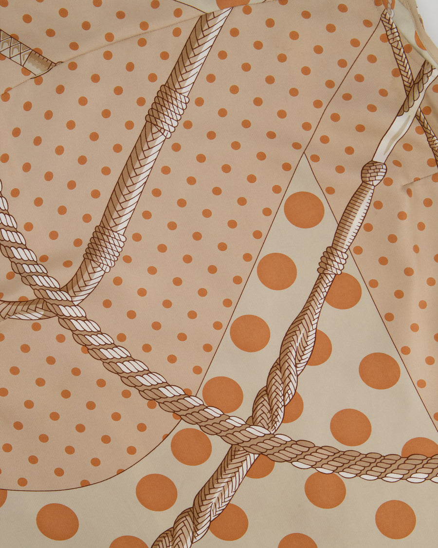 Hermès Beige, Cream Silk 'Clic Clac à Pois' Print Pyjama Top & Trouser Set Size FR 38 (UK 10)