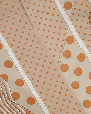 Hermès Beige, Cream Silk 'Clic Clac à Pois' Print Pyjama Top & Trouser Set Size FR 38 (UK 10)