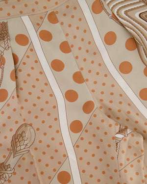 Hermès Beige, Cream Silk 'Clic Clac à Pois' Print Pyjama Top & Trouser Set Size FR 38 (UK 10)