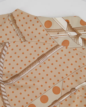 Hermès Beige, Cream Silk 'Clic Clac à Pois' Print Pyjama Top & Trouser Set Size FR 38 (UK 10)