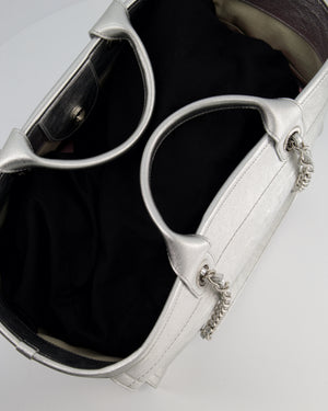 *HOT* Chanel Metallic Silver Deauville Tote Bag in Aged Calfskin Leather with Silver Hardware