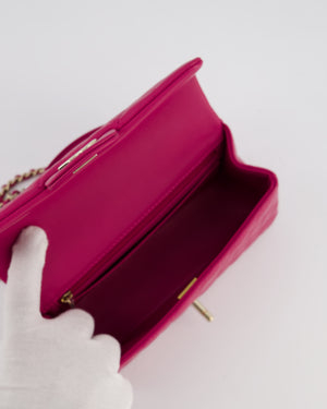 Chanel Mini Rectangular Top Handle Bag in Hibiscus Pink Lambskin Leather with Champagne Gold Hardware