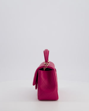 Chanel Mini Rectangular Top Handle Bag in Hibiscus Pink Lambskin Leather with Champagne Gold Hardware