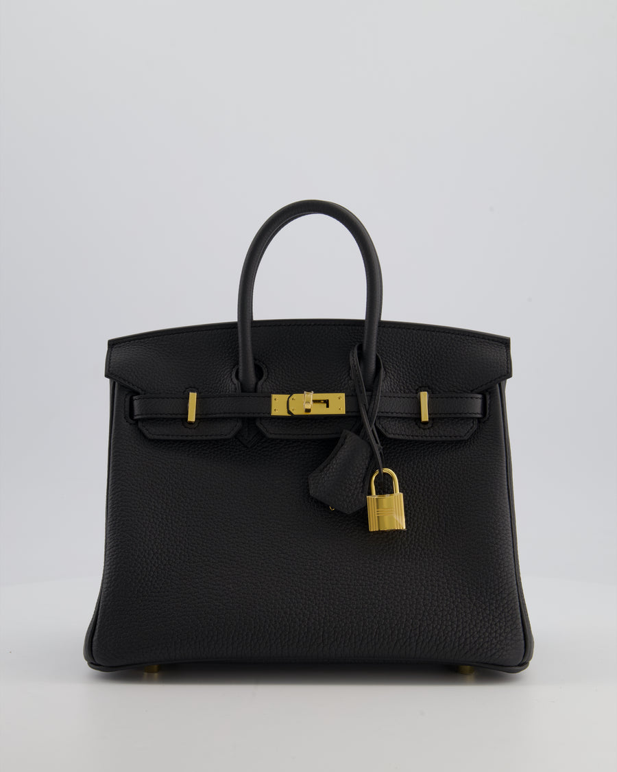 *HOT* Hermès Birkin 25 Retourne Bag in Plomb Togo Leather with Gold Hardware