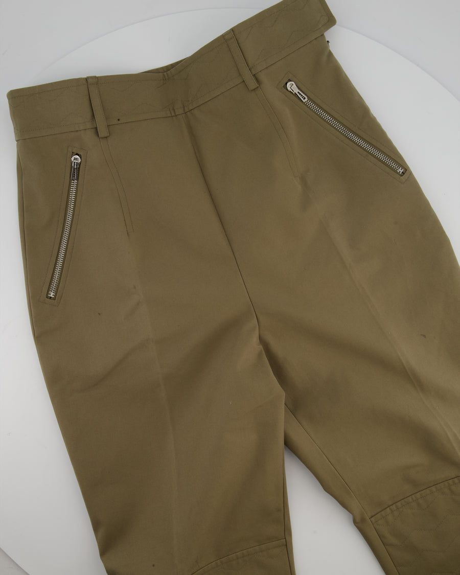 Hermès Khaki Straight Leg Riding Trousers Size FR 38 (UK 10)