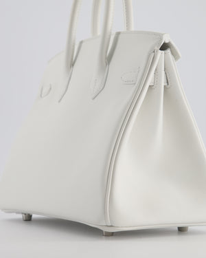 Hermès Birkin 25 Retourne Bag in New White Swift Leather with Palladium Hardware