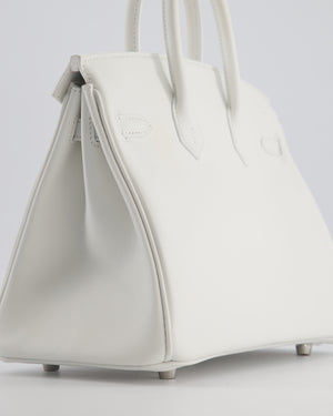 Hermès Birkin 25 Retourne Bag in New White Swift Leather with Palladium Hardware