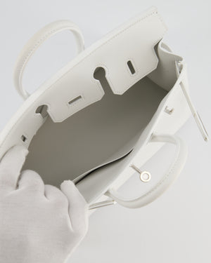 Hermès Birkin 25 Retourne Bag in New White Swift Leather with Palladium Hardware