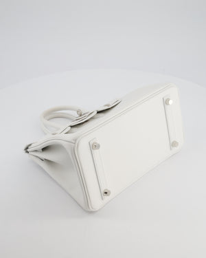 Hermès Birkin 25 Retourne Bag in New White Swift Leather with Palladium Hardware