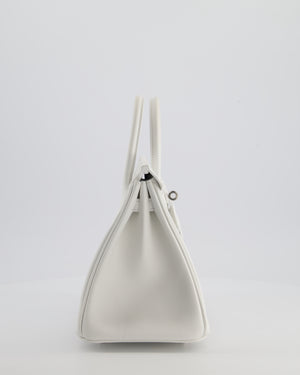 Hermès Birkin 25 Retourne Bag in New White Swift Leather with Palladium Hardware