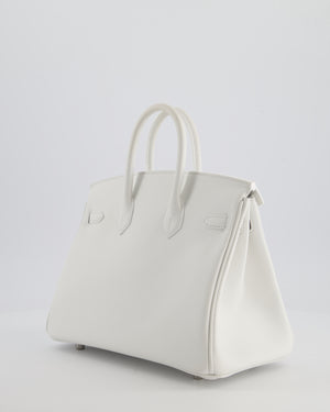 Hermès Birkin 25 Retourne Bag in New White Swift Leather with Palladium Hardware
