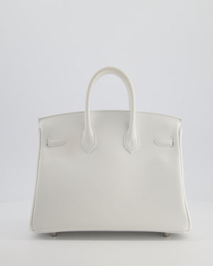 Hermès Birkin 25 Retourne Bag in New White Swift Leather with Palladium Hardware