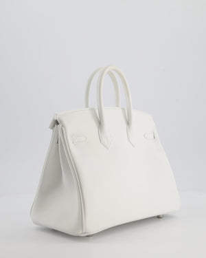 Hermès Birkin 25 Retourne Bag in New White Swift Leather with Palladium Hardware