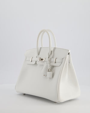 Hermès Birkin 25 Retourne Bag in New White Swift Leather with Palladium Hardware