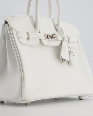 Hermès Birkin 25 Retourne Bag in New White Swift Leather with Palladium Hardware