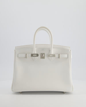 Hermès Birkin 25 Retourne Bag in New White Swift Leather with Palladium Hardware
