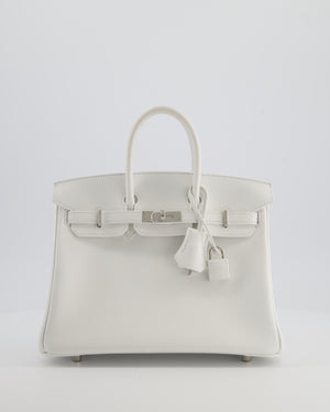 Hermès Birkin 25 Retourne Bag in New White Swift Leather with Palladium Hardware