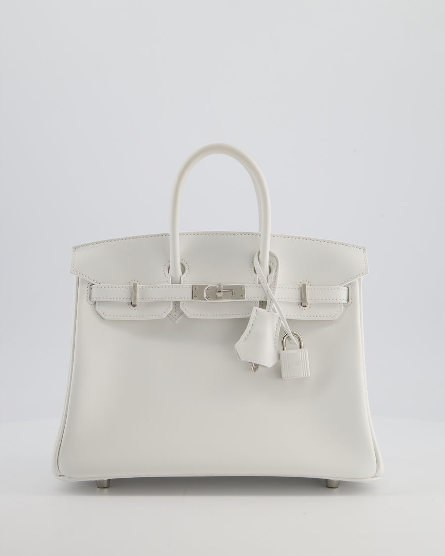 Hermès Birkin 25 Retourne Bag in New White Swift Leather with Palladium Hardware
