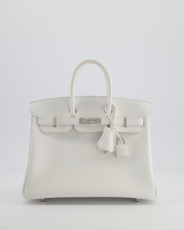 Hermès Birkin 25 Retourne Bag in New White Swift Leather with Palladium Hardware