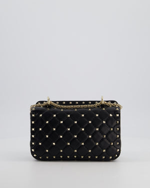 *FIRE PRICE* Valentino Black Small Rockstud Spike Top Handle Bag in Lambskin Leather with Champagne Gold Studs & Chain Detail RRP £2,150
