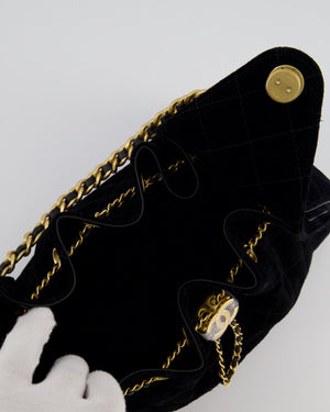 *SUPER RARE* Chanel Black 25 Small Bag in Suede Calfskin Leather with Brushed Gold Hardware
