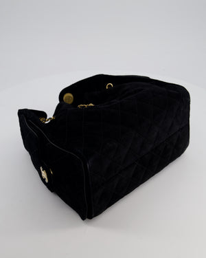 *SUPER RARE* Chanel Black 25 Small Bag in Suede Calfskin Leather with Brushed Gold Hardware
