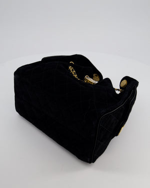 *SUPER RARE* Chanel Black 25 Small Bag in Suede Calfskin Leather with Brushed Gold Hardware